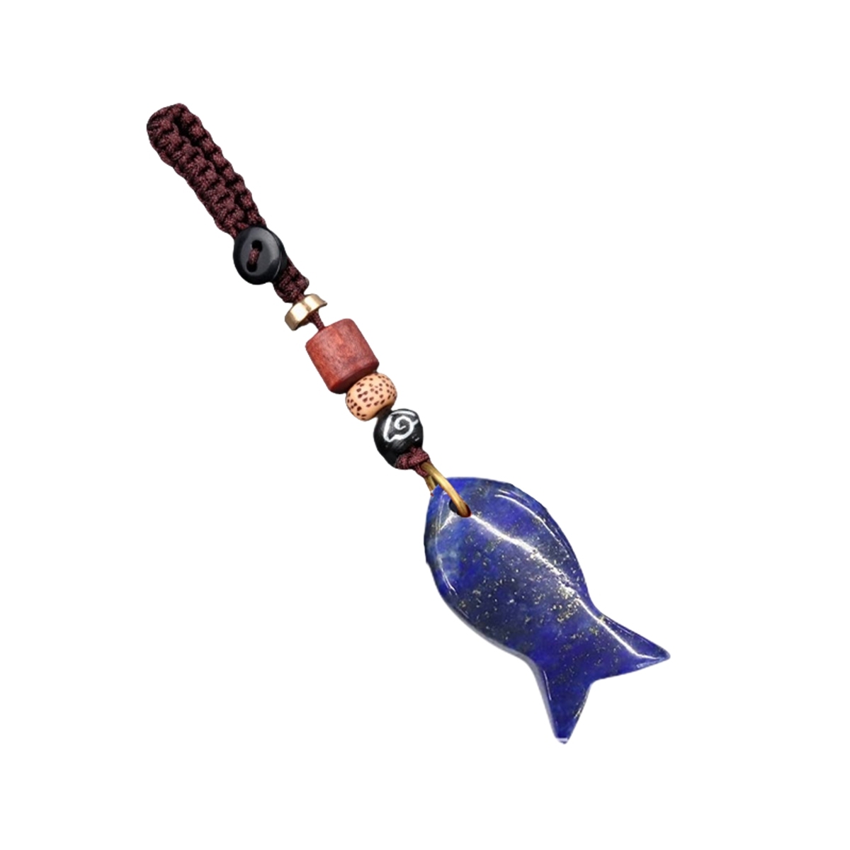 Opalite Fish Pendant Woven Keychain