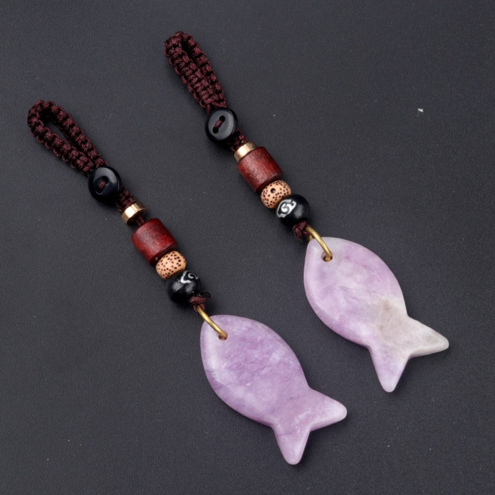 Gemstone Fish Pendant Woven Keychain