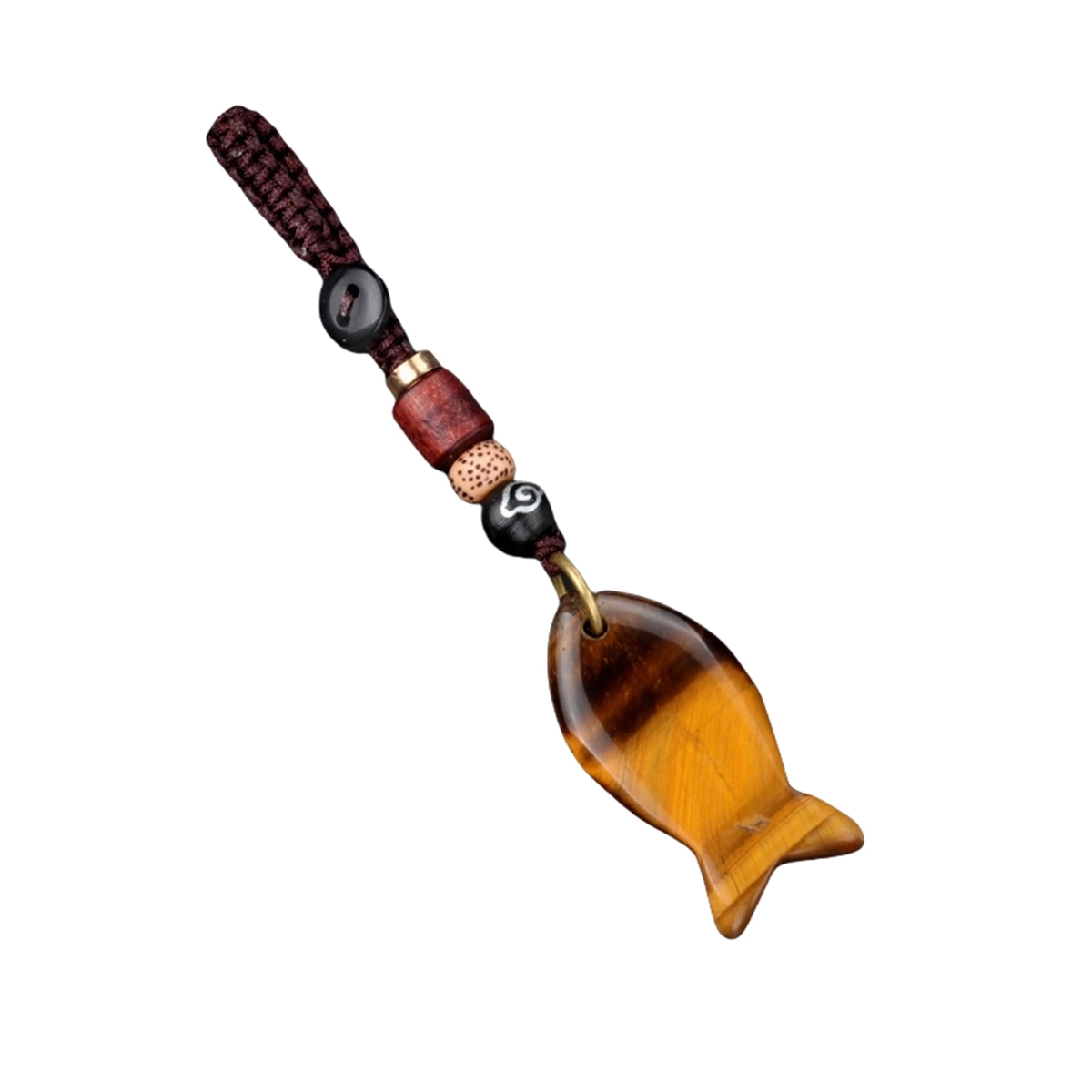 Gemstone Fish Pendant Woven Keychain