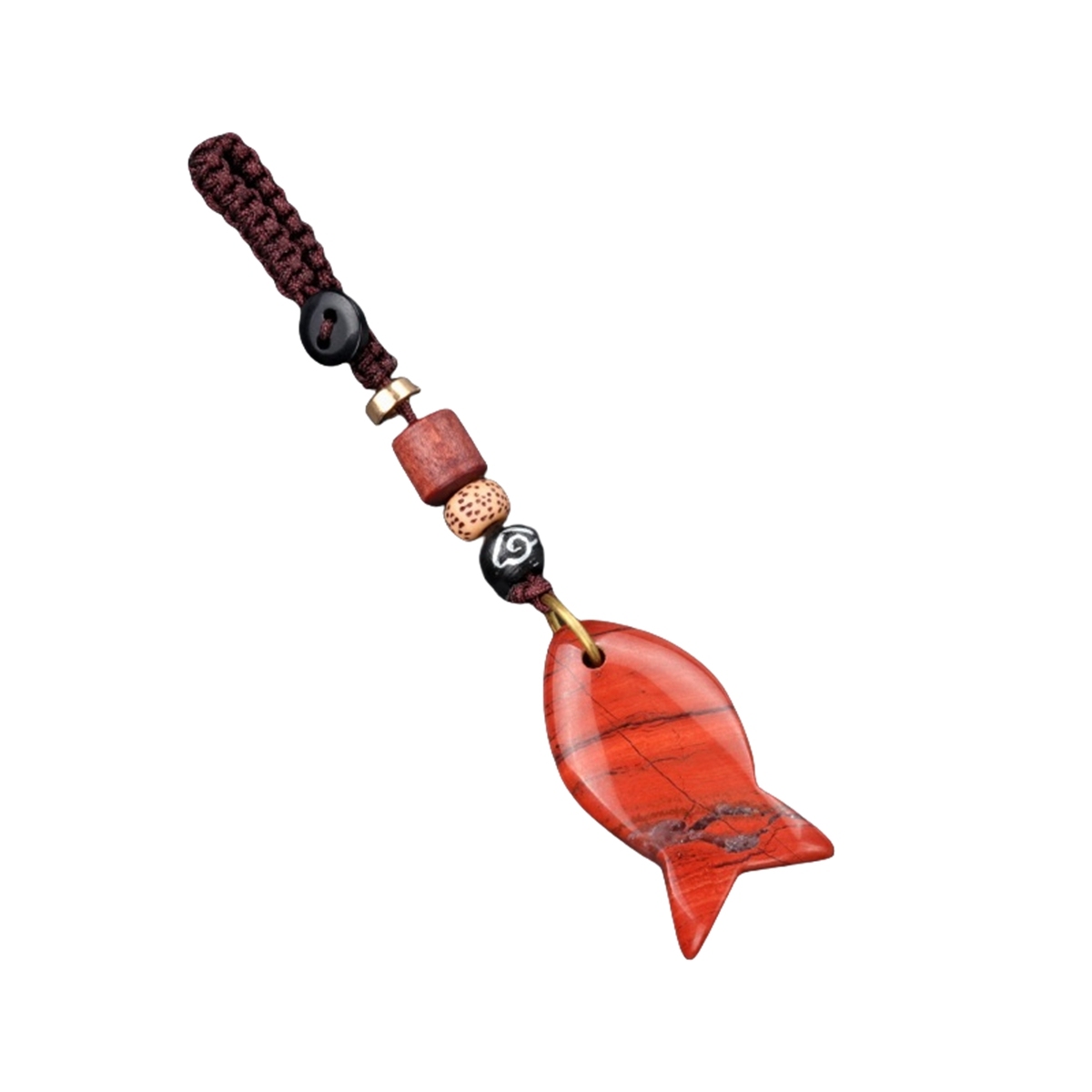 Gemstone Fish Pendant Woven Keychain