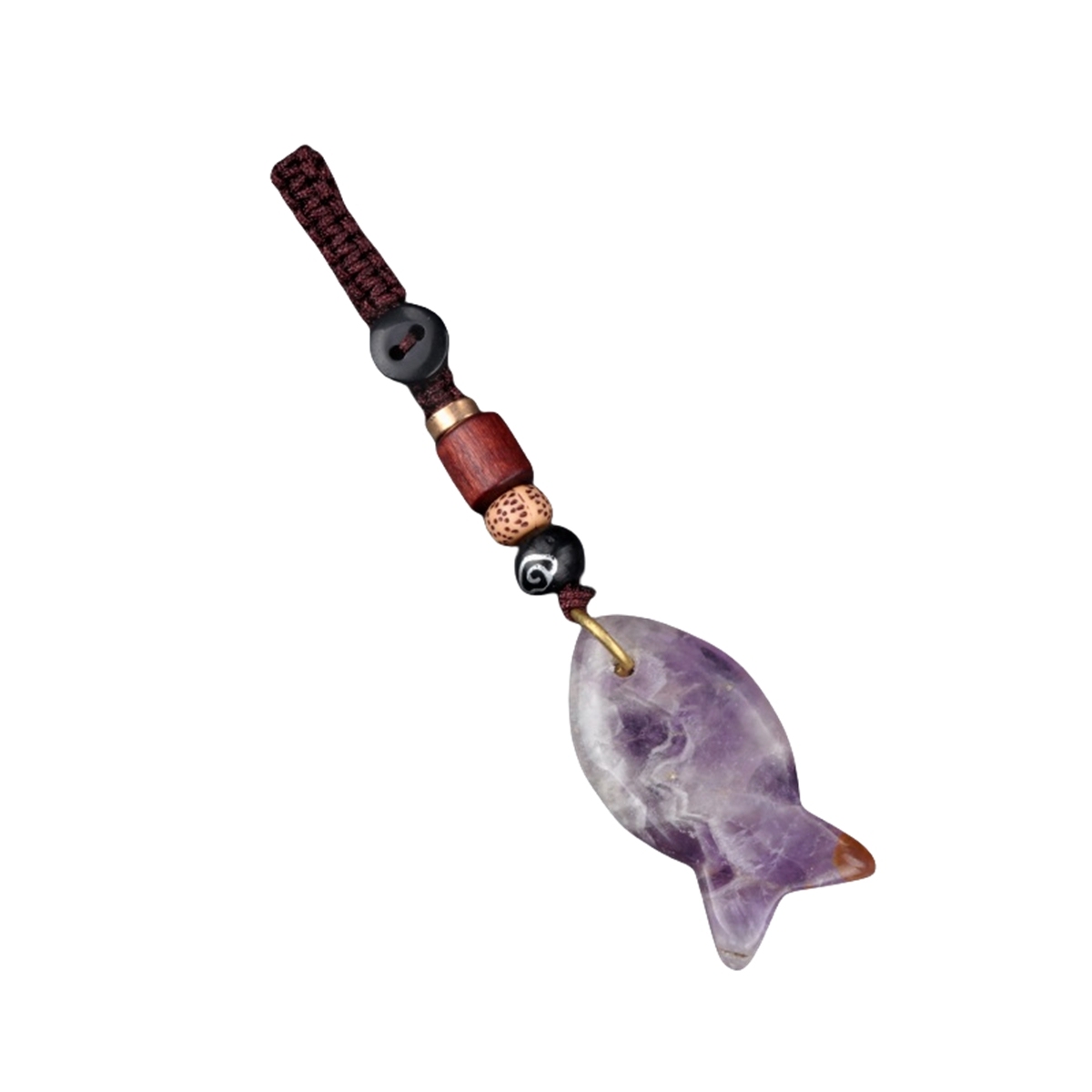 Gemstone Fish Pendant Woven Keychain