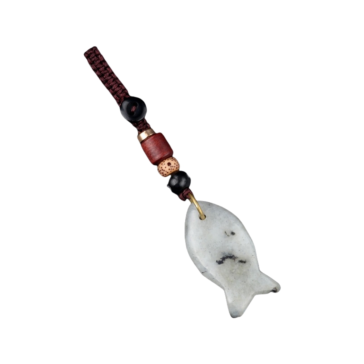 Gemstone Fish Pendant Woven Keychain