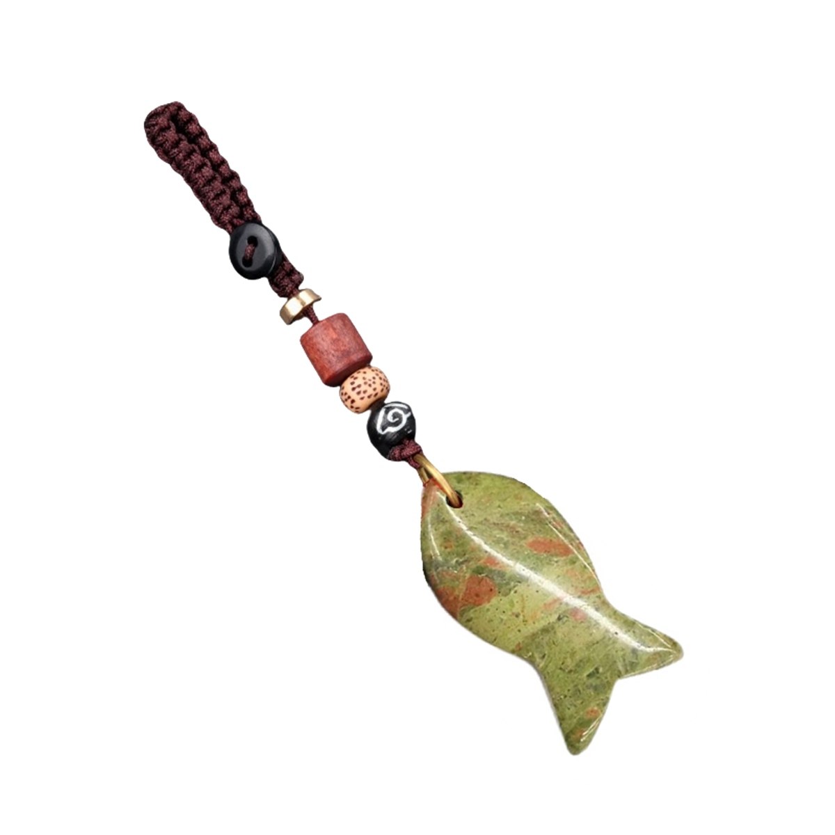 Gemstone Fish Pendant Woven Keychain