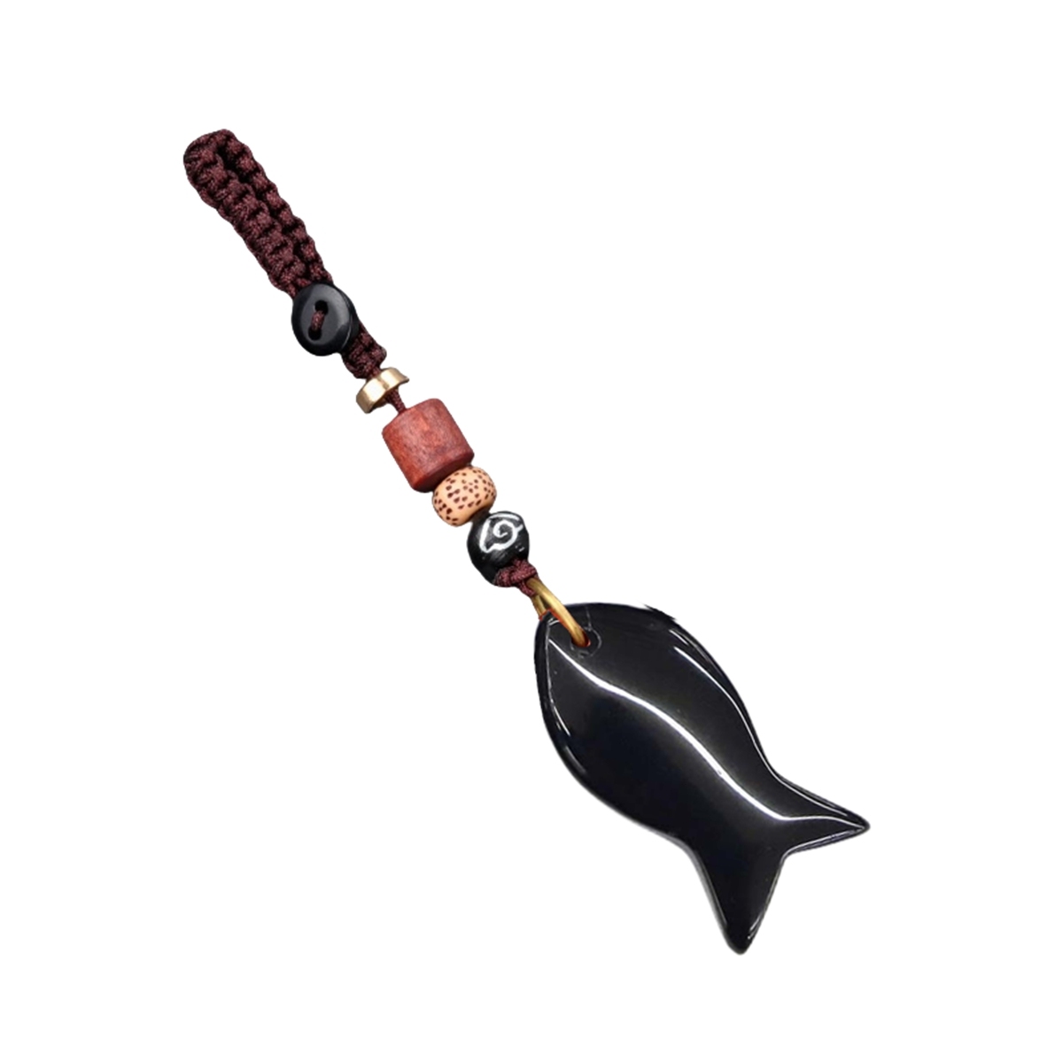 Gemstone Fish Pendant Woven Keychain