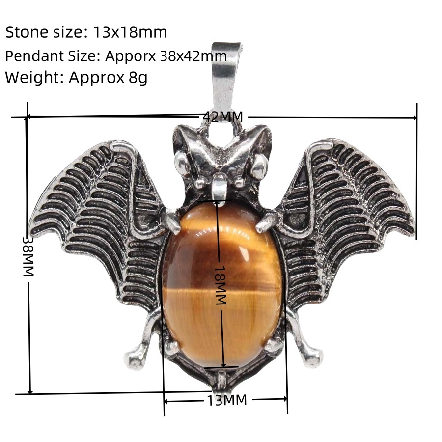 Gemstone 13X18mm Cabs Antique Silver Alloy Antique Silver Alloy Bat Pendant for DIY Making Jewelry
