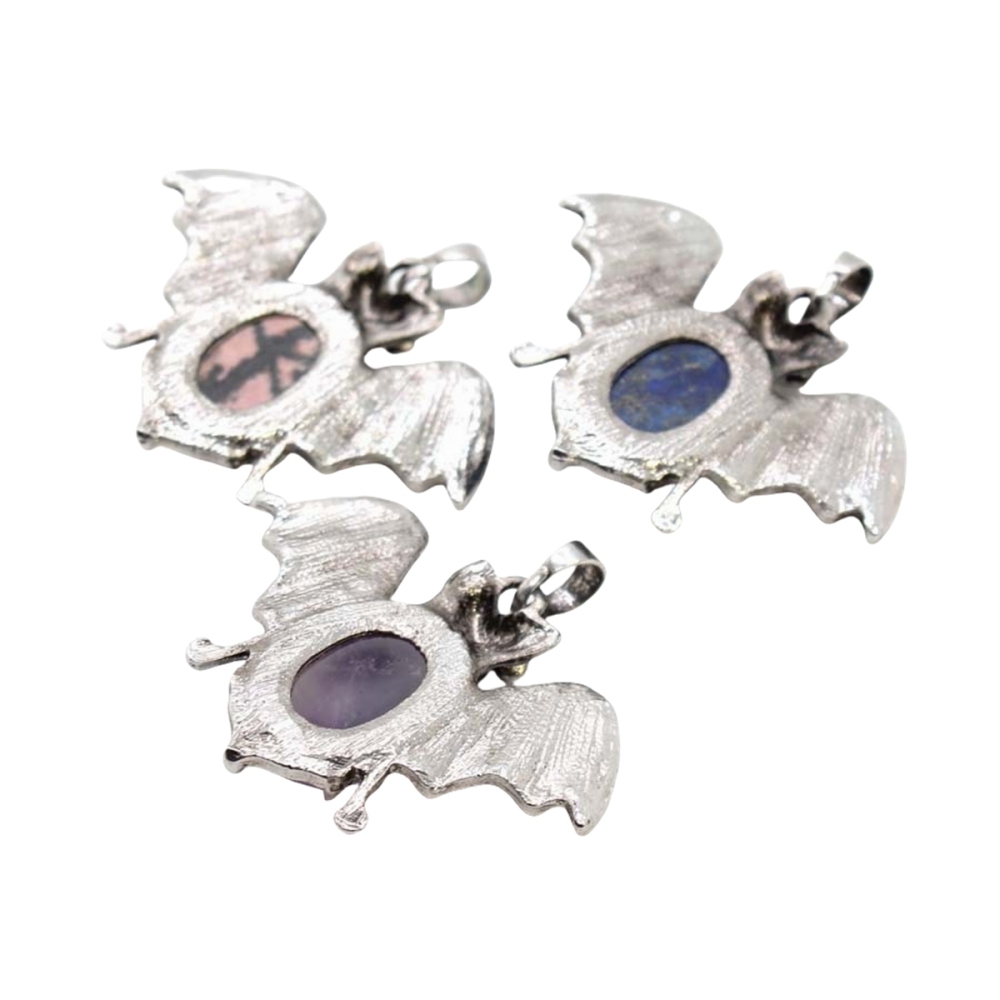 Gemstone 13X18mm Cabs Antique Silver Alloy Antique Silver Alloy Bat Pendant for DIY Making Jewelry