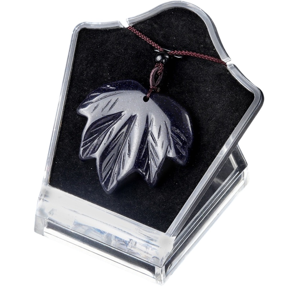 Gemstone (43x50mm) Maple Leaf Pendant for Making Jewelry Handmade Craved