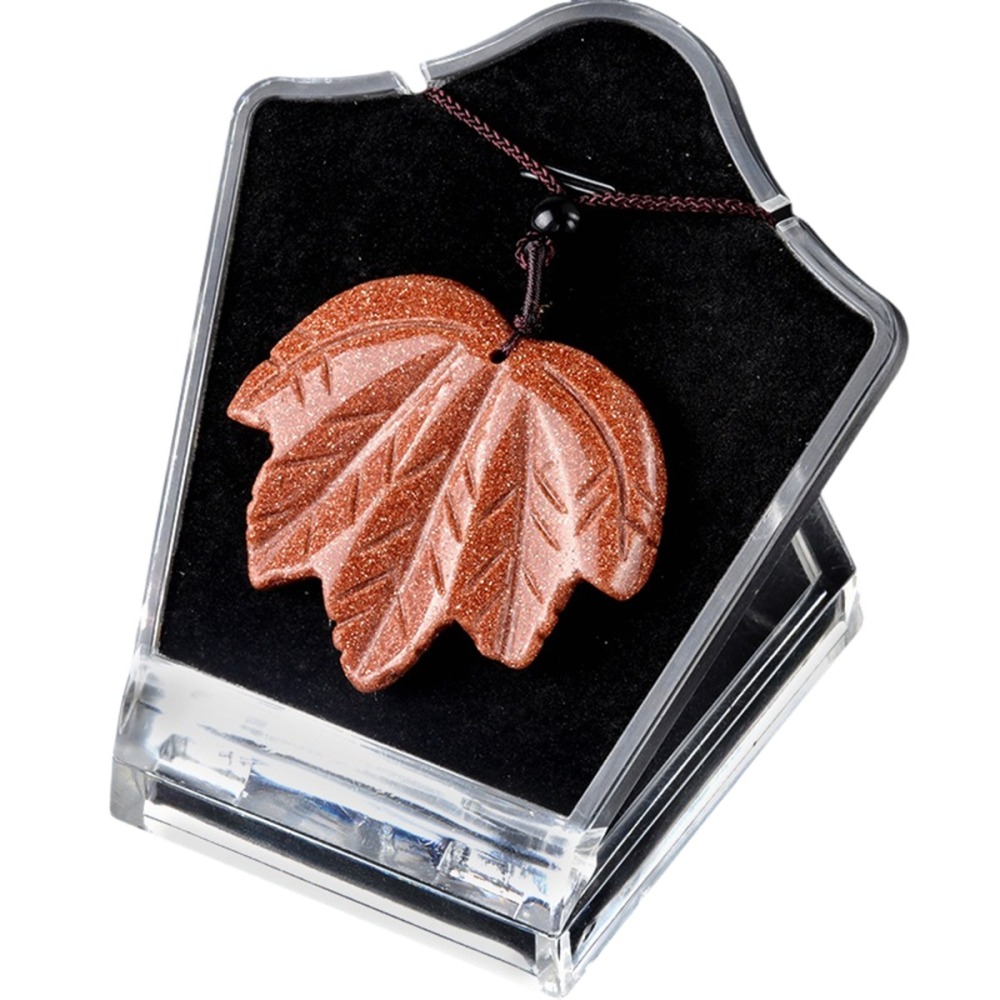 Gemstone (43x50mm) Maple Leaf Pendant for Making Jewelry Handmade Craved