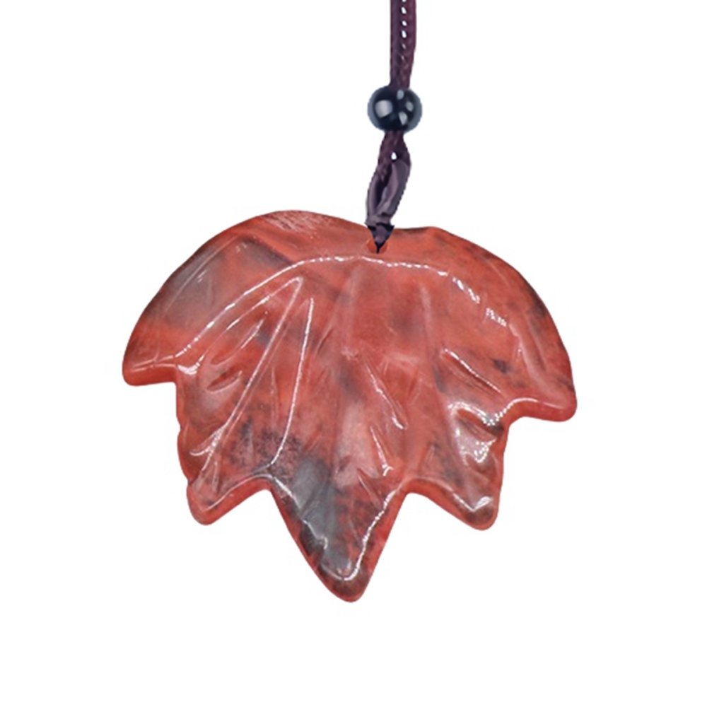 Gemstone (43x50mm) Maple Leaf Pendant for Making Jewelry Handmade Craved