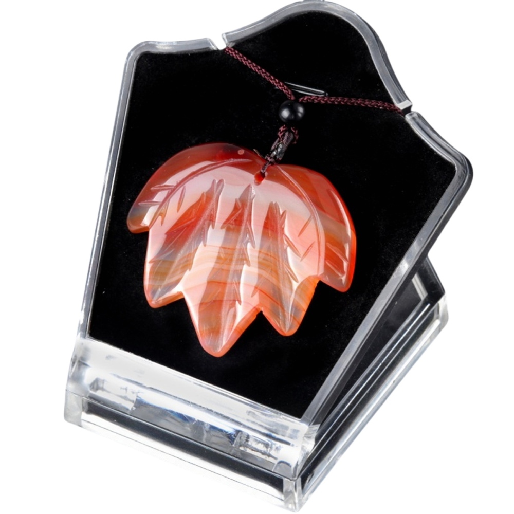 Gemstone (43x50mm) Maple Leaf Pendant for Making Jewelry Handmade Craved