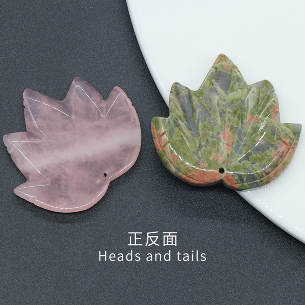 Gemstone (43x50mm) Maple Leaf Pendant for Making Jewelry Handmade Craved