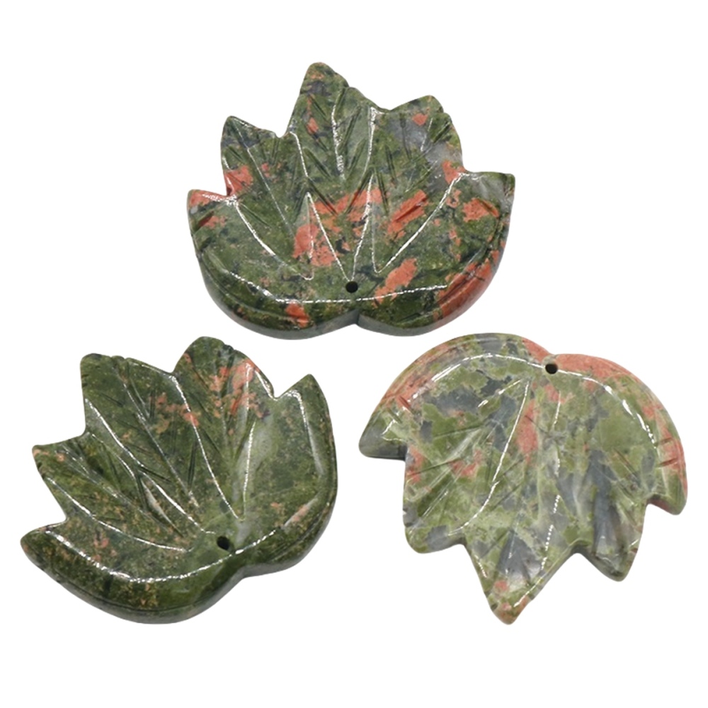 Gemstone (43x50mm) Maple Leaf Pendant for Making Jewelry Handmade Craved