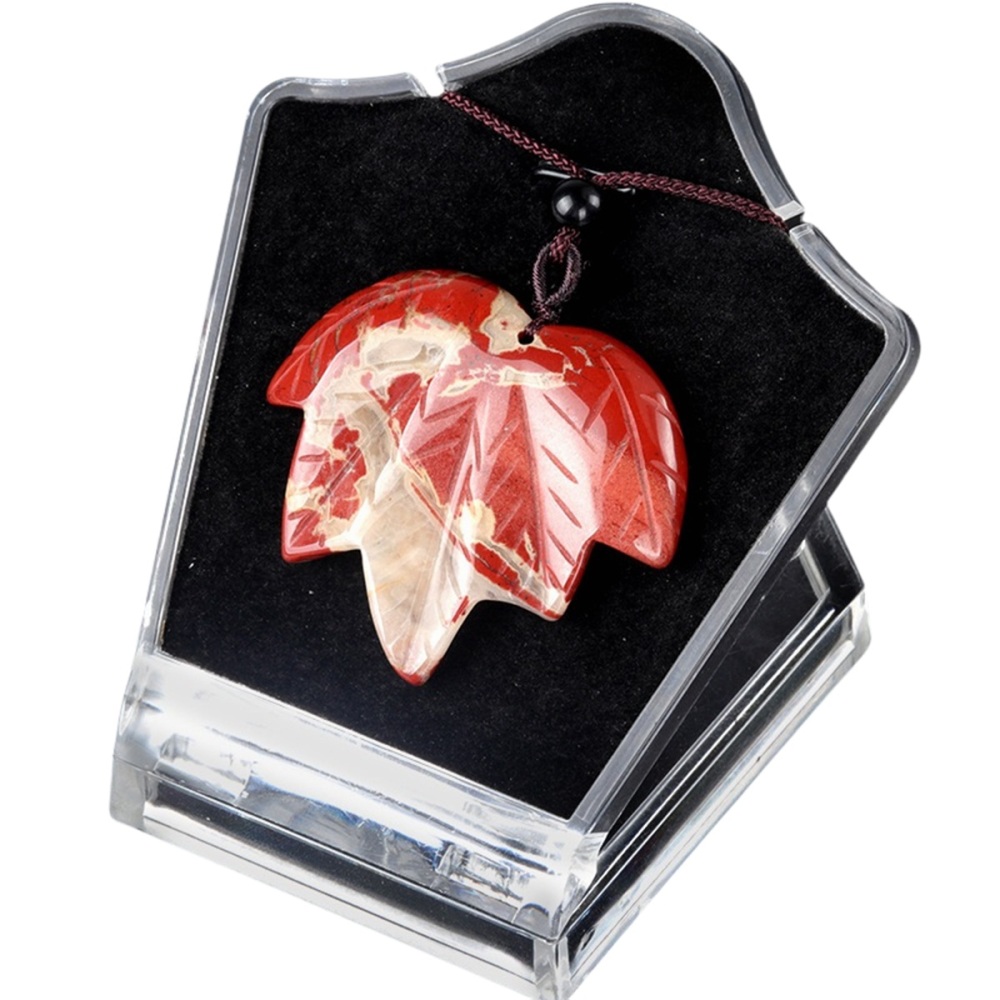 Gemstone (43x50mm) Maple Leaf Pendant for Making Jewelry Handmade Craved