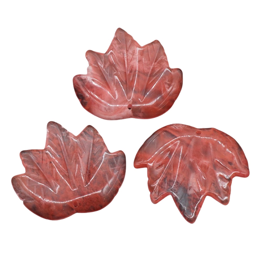 Gemstone (43x50mm) Maple Leaf Pendant for Making Jewelry Handmade Craved