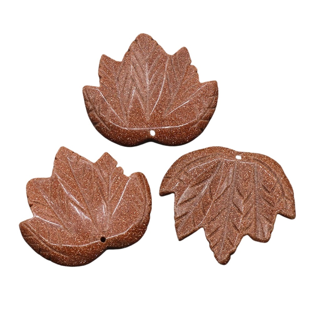 Gemstone (43x50mm) Maple Leaf Pendant for Making Jewelry Handmade Craved