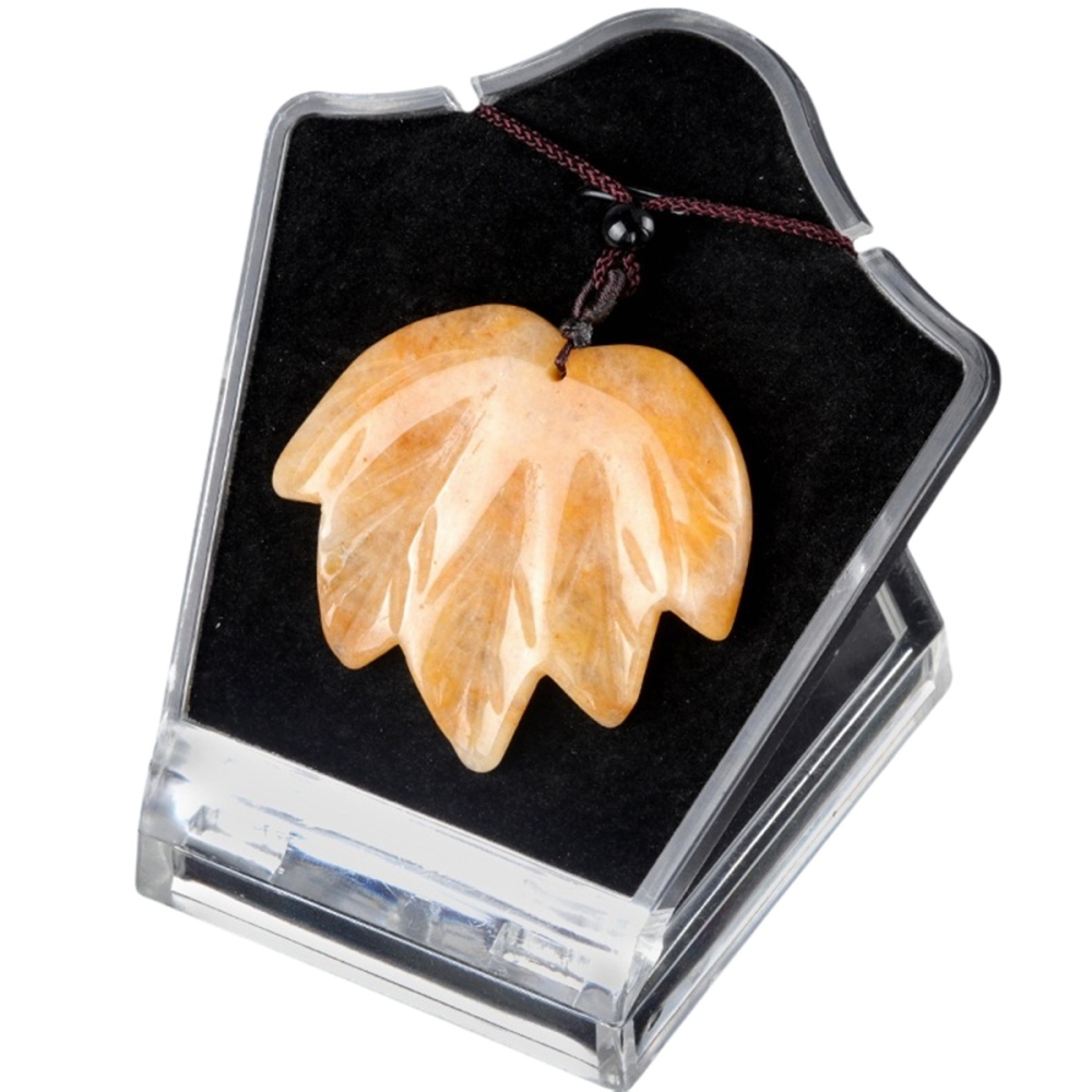 Gemstone (43x50mm) Maple Leaf Pendant for Making Jewelry Handmade Craved