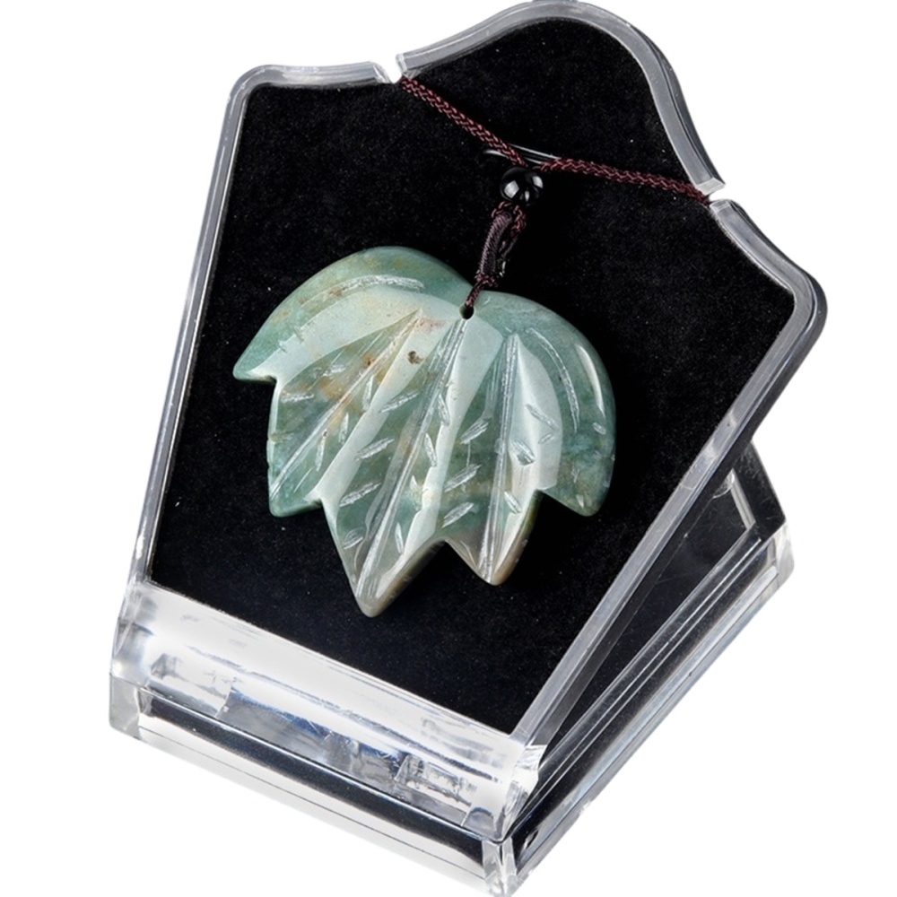 Gemstone (43x50mm) Maple Leaf Pendant for Making Jewelry Handmade Craved