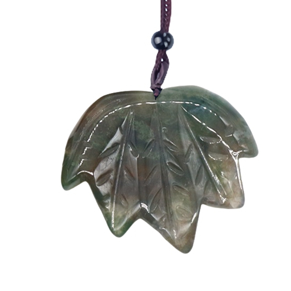 Gemstone (43x50mm) Maple Leaf Pendant for Making Jewelry Handmade Craved