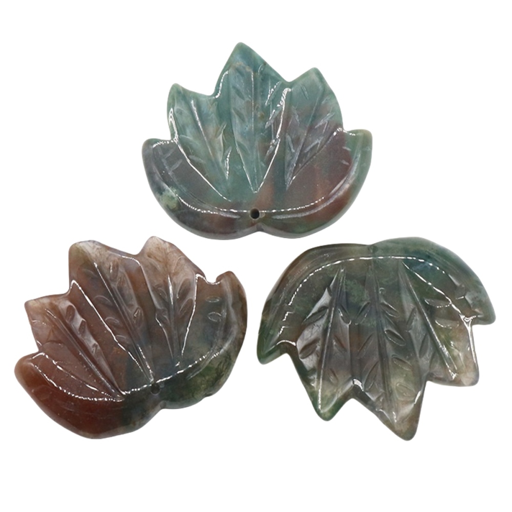 Gemstone (43x50mm) Maple Leaf Pendant for Making Jewelry Handmade Craved