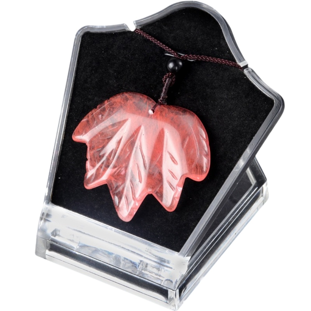 Gemstone (43x50mm) Maple Leaf Pendant for Making Jewelry Handmade Craved