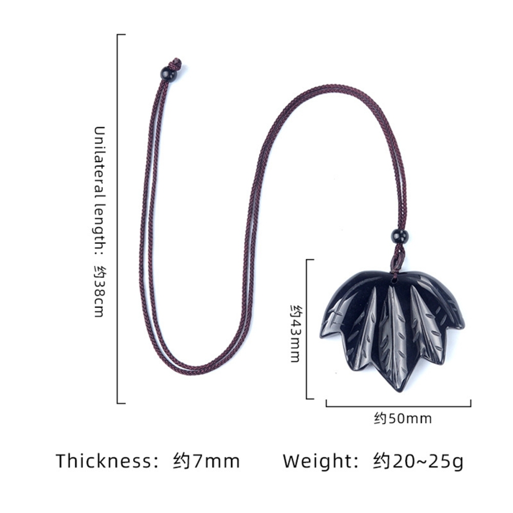Gemstone (43x50mm) Maple Leaf Pendant Necklace Adjustable Rope Hanmade Craved