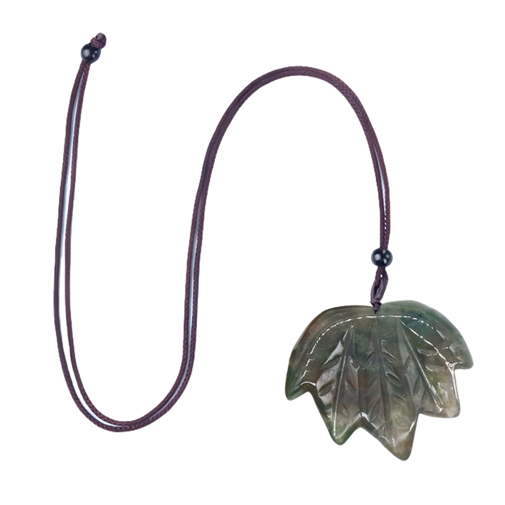 Gemstone (43x50mm) Maple Leaf Pendant for Making Jewelry Handmade Craved