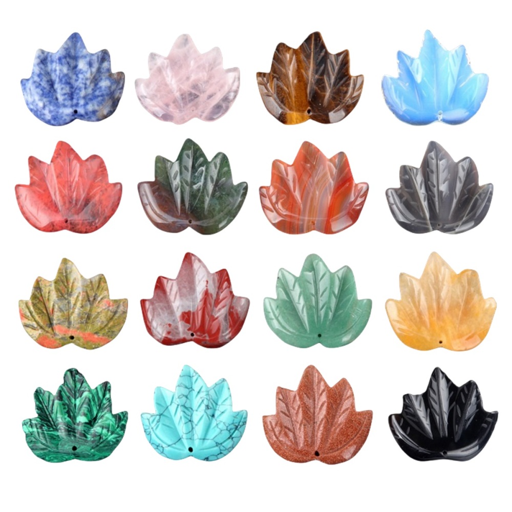 Gemstone (43x50mm) Maple Leaf Pendant for Making Jewelry Handmade Craved