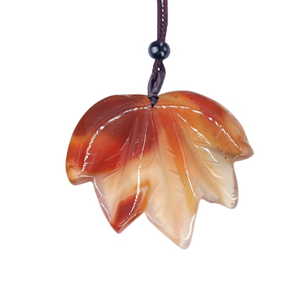 Gemstone (43x50mm) Maple Leaf Pendant for Making Jewelry Handmade Craved