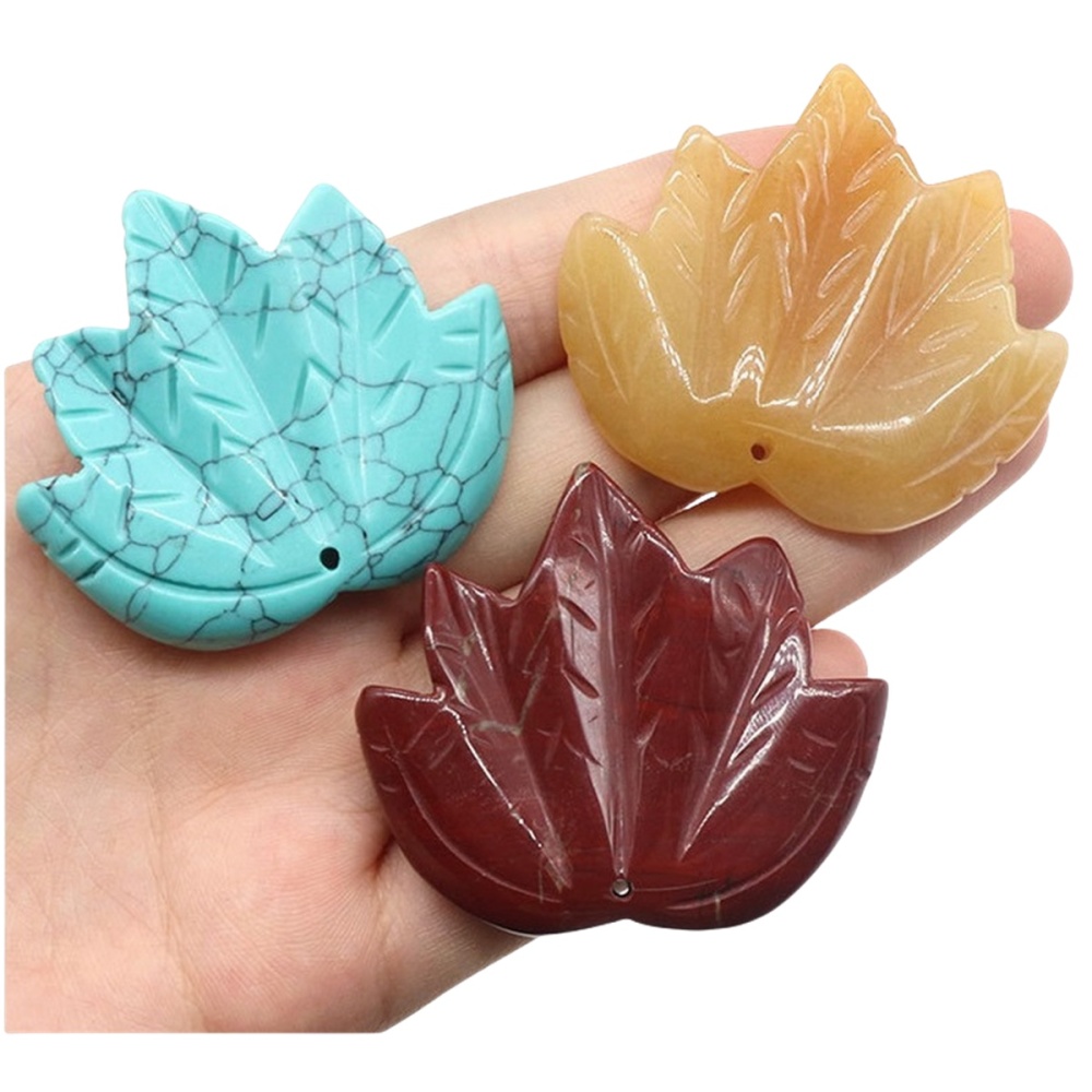 Gemstone (43x50mm) Maple Leaf Pendant for Making Jewelry Handmade Craved