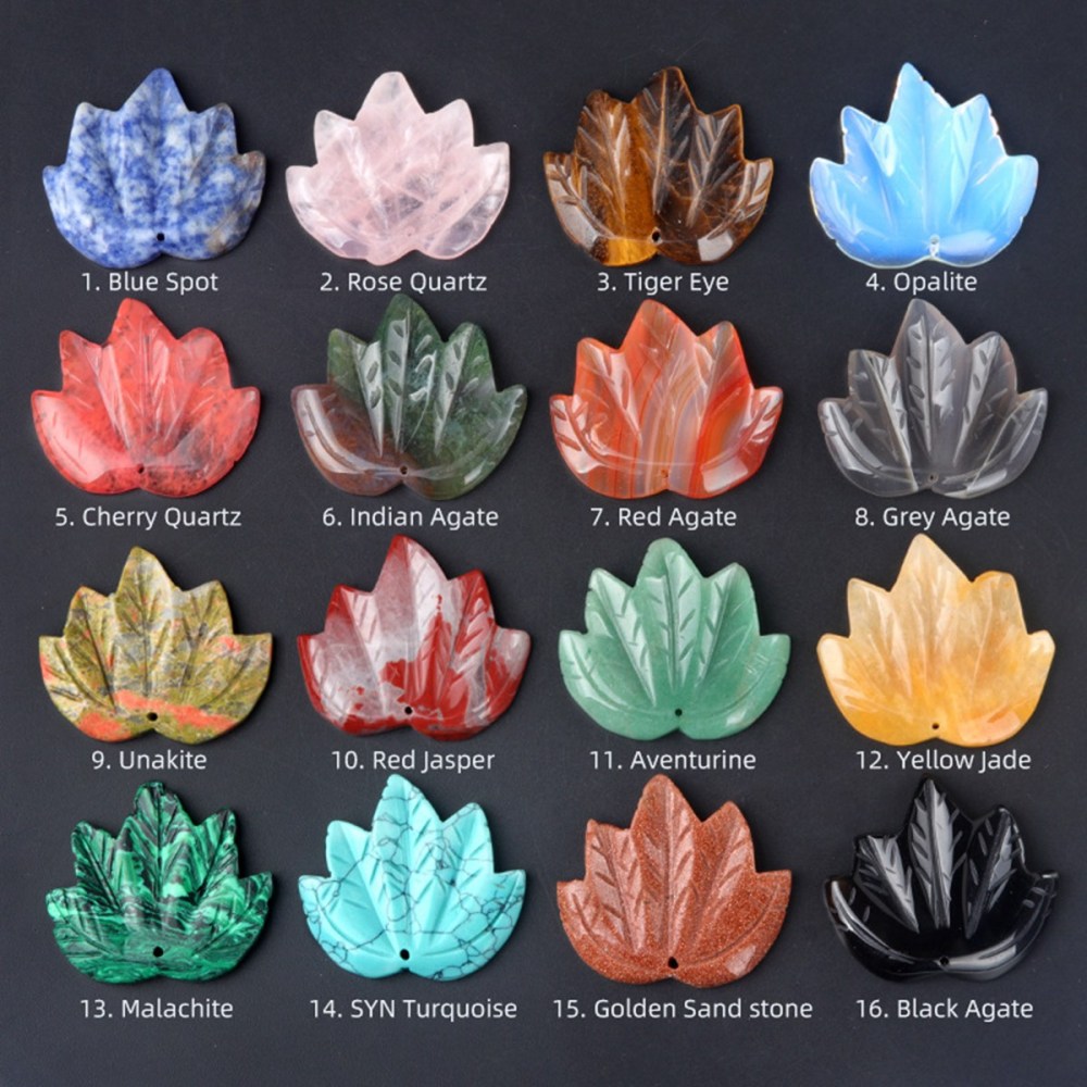 Gemstone (43x50mm) Maple Leaf Pendant for Making Jewelry Handmade Craved