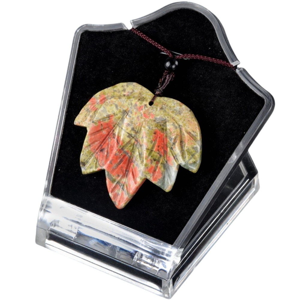 Gemstone (43x50mm) Maple Leaf Pendant for Making Jewelry Handmade Craved