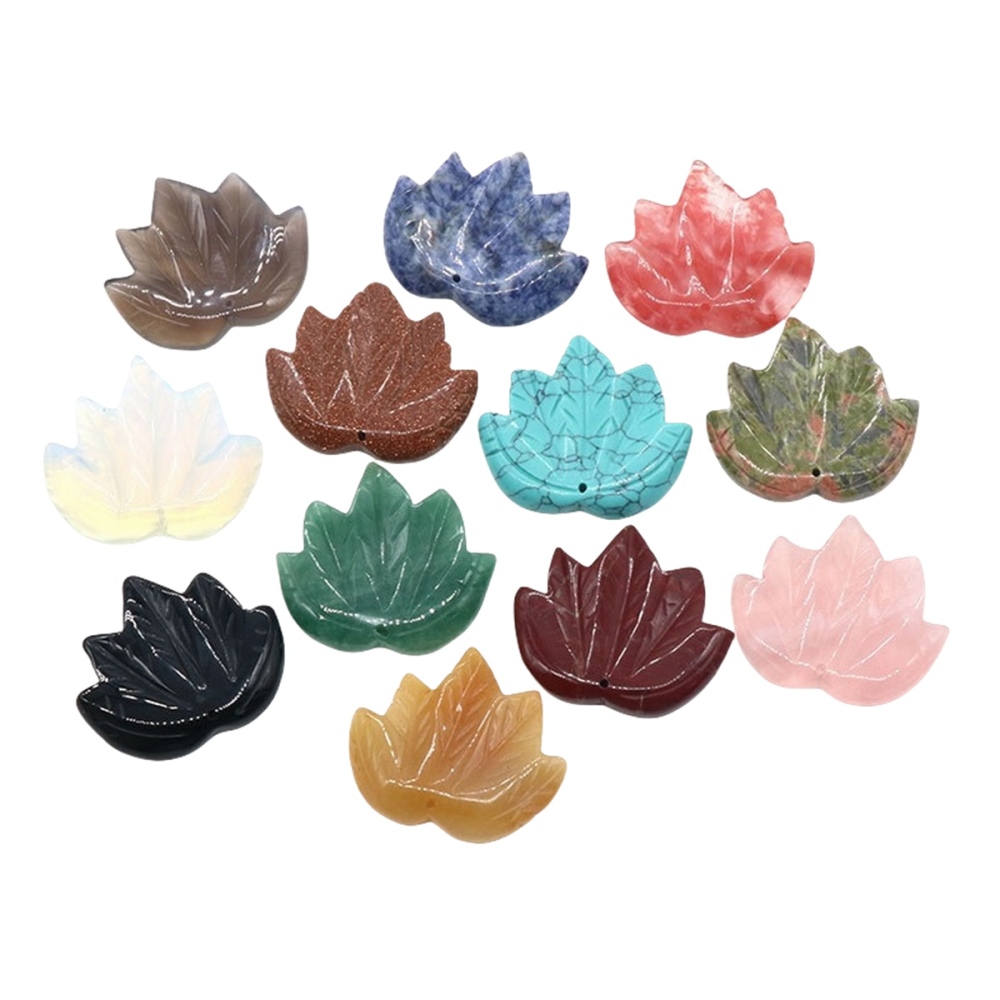 Gemstone (43x50mm) Maple Leaf Pendant for Making Jewelry Handmade Craved