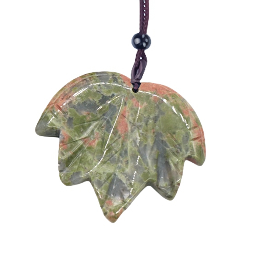 Gemstone (43x50mm) Maple Leaf Pendant for Making Jewelry Handmade Craved