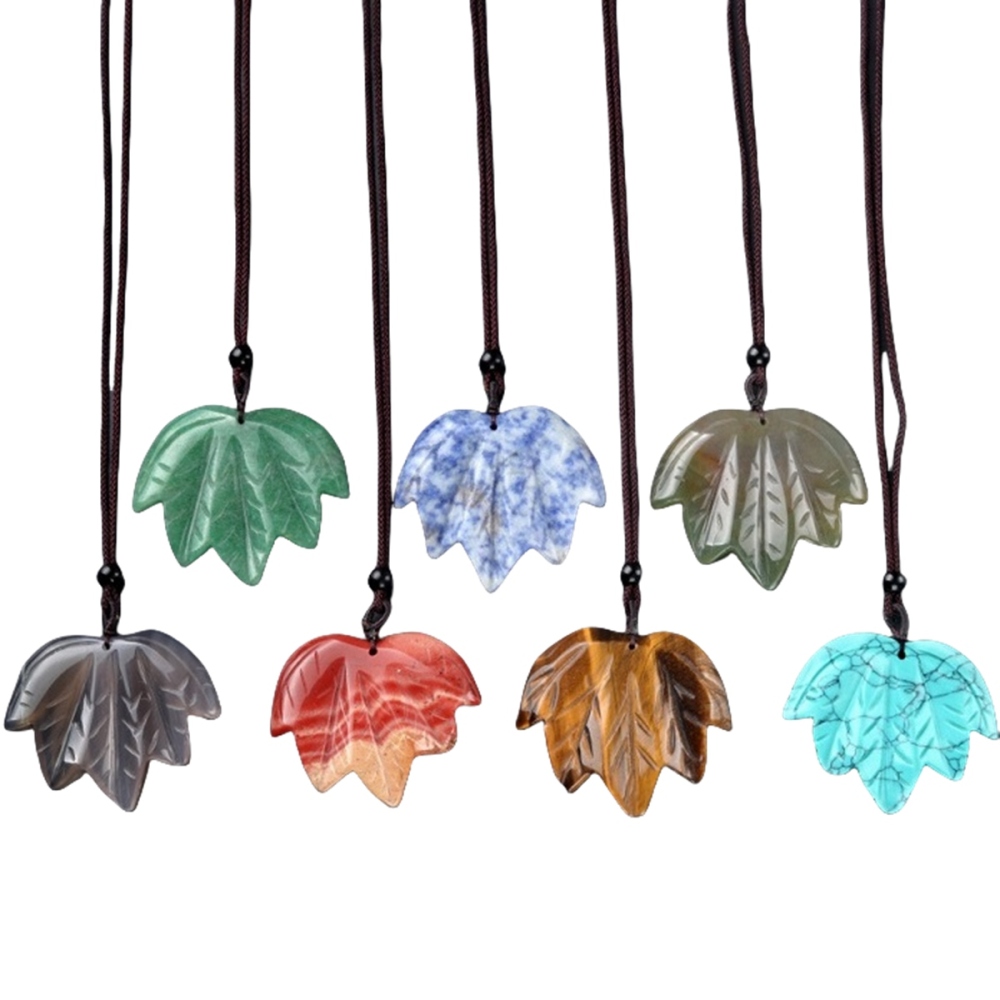 Gemstone (43x50mm) Maple Leaf Pendant for Making Jewelry Handmade Craved