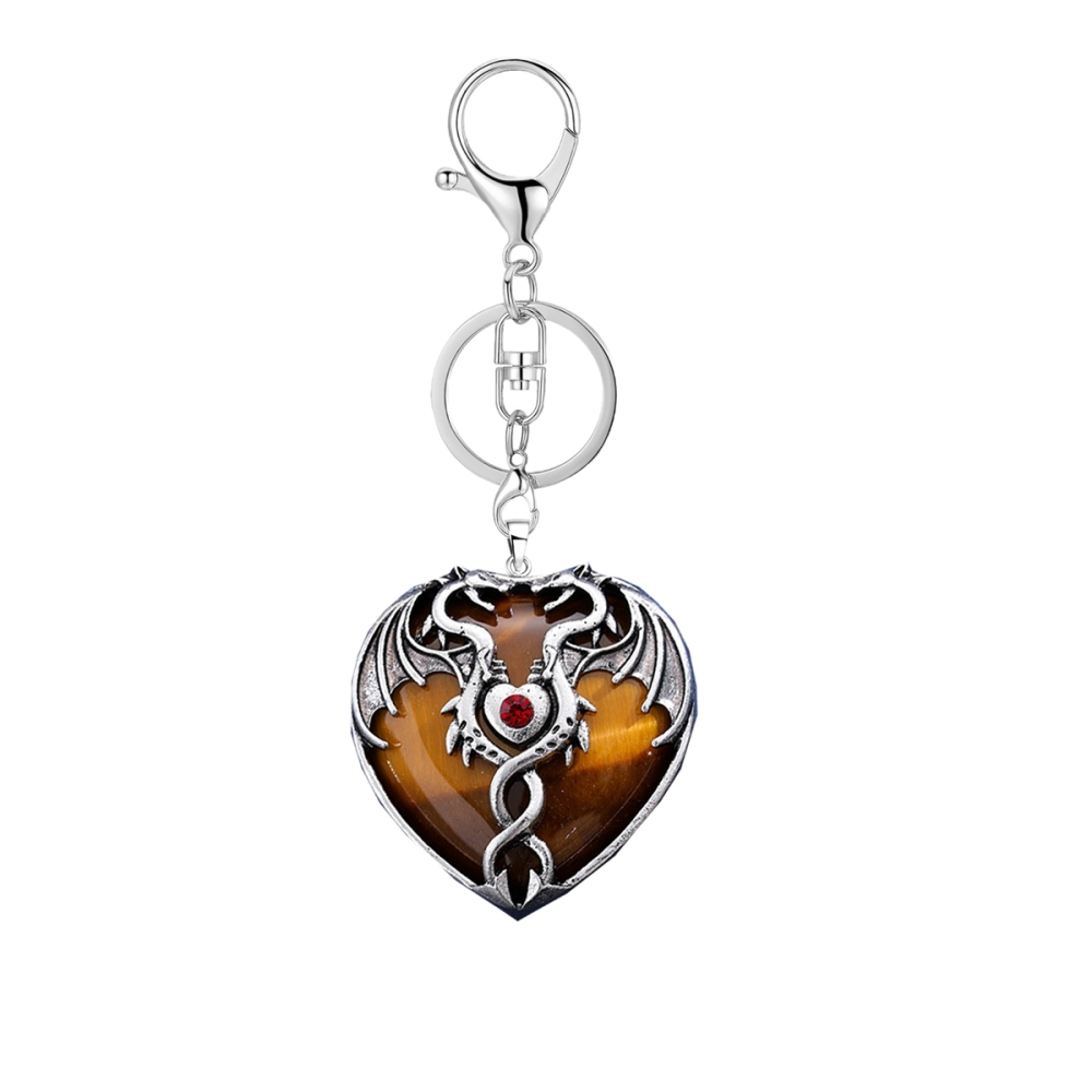 Gemstone 30MM Heart Antique Silver Double Dragon Pendant (32x42mm) for DIY Making Jewelry