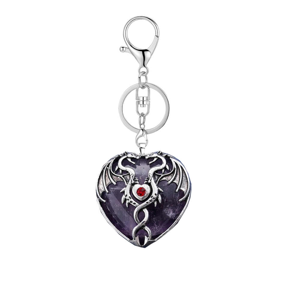 Gemstone 30MM Heart Antique Silver Double Dragon Pendant (32x42mm) for DIY Making Jewelry