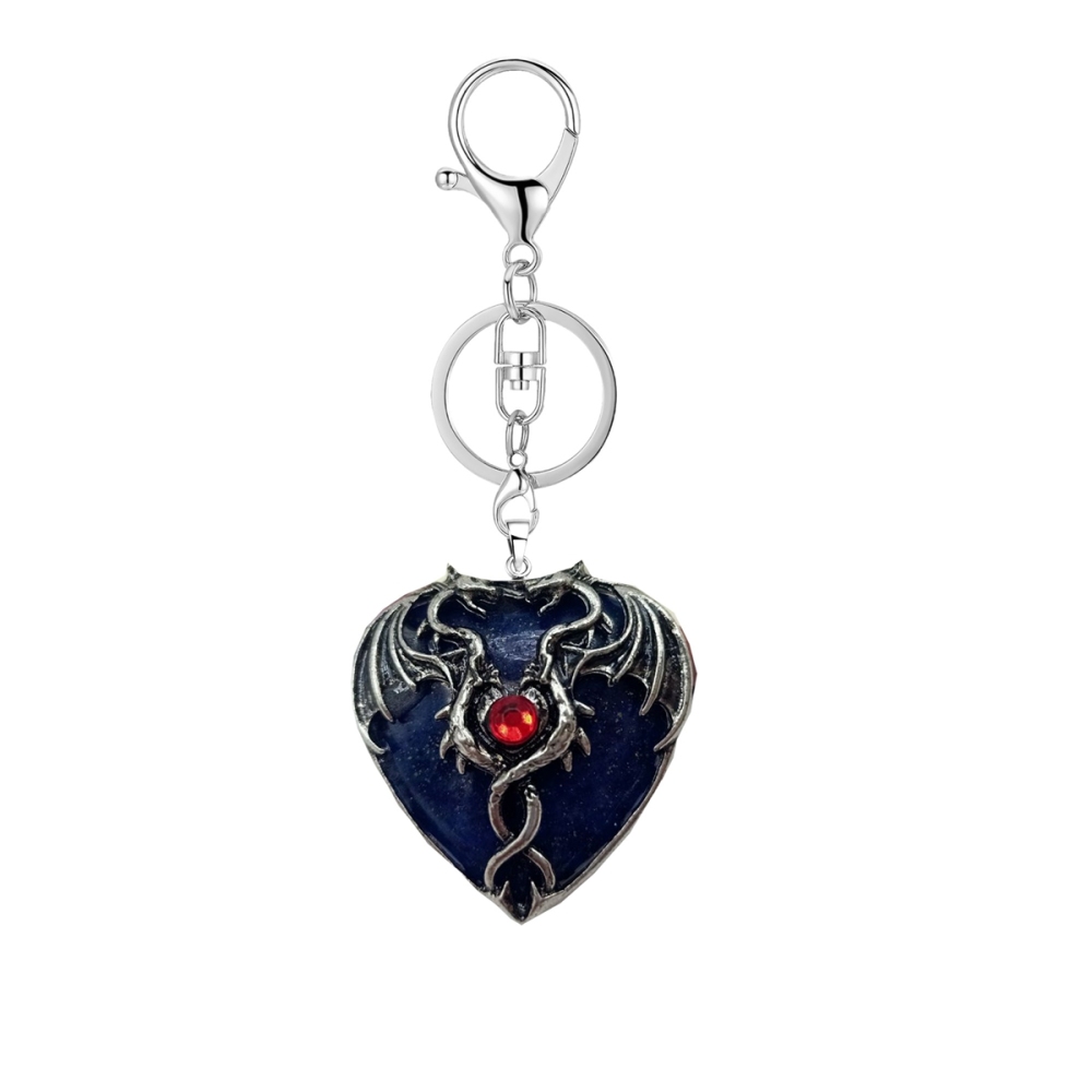 Gemstone 30MM Heart Antique Silver Double Dragon Pendant (32x42mm) for DIY Making Jewelry