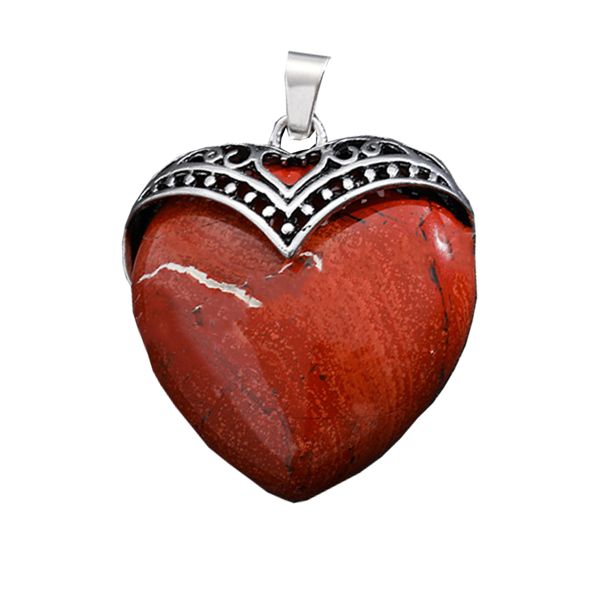 Gemstone 30MM Heart Antique Silver Double Dragon Pendant (32x38mm) for DIY Making Jewelry