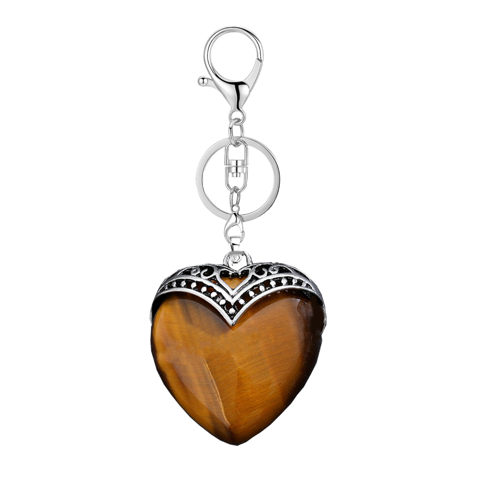 Gemstone 30MM Heart Antique Silver Double Dragon Pendant (32x38mm) for DIY Making Jewelry