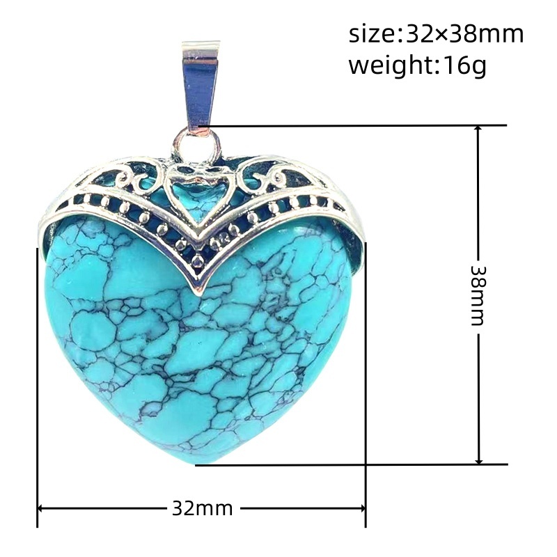 Gemstone 30MM Heart Antique Silver Double Dragon Pendant (32x38mm) for DIY Making Jewelry