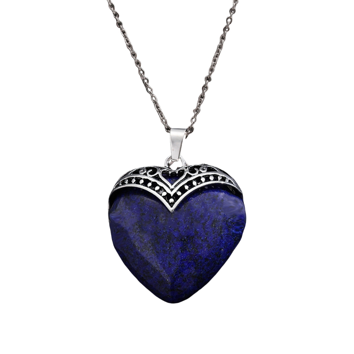 Gemstone 30MM Heart Antique Silver Double Dragon Pendant (32x38mm) for DIY Making Jewelry