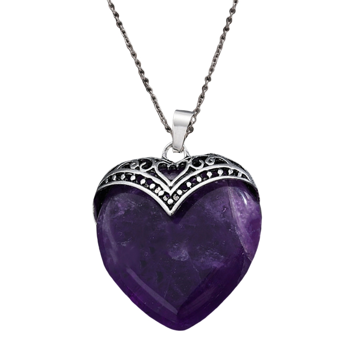 Gemstone 30MM Heart Antique Silver Double Dragon Pendant (32x38mm) for DIY Making Jewelry