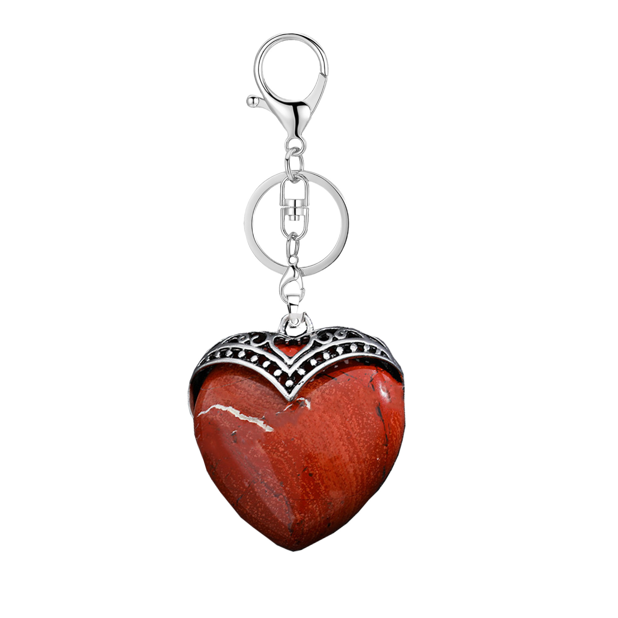 Gemstone 30MM Heart Antique Silver Double Dragon Pendant (32x38mm) for DIY Making Jewelry