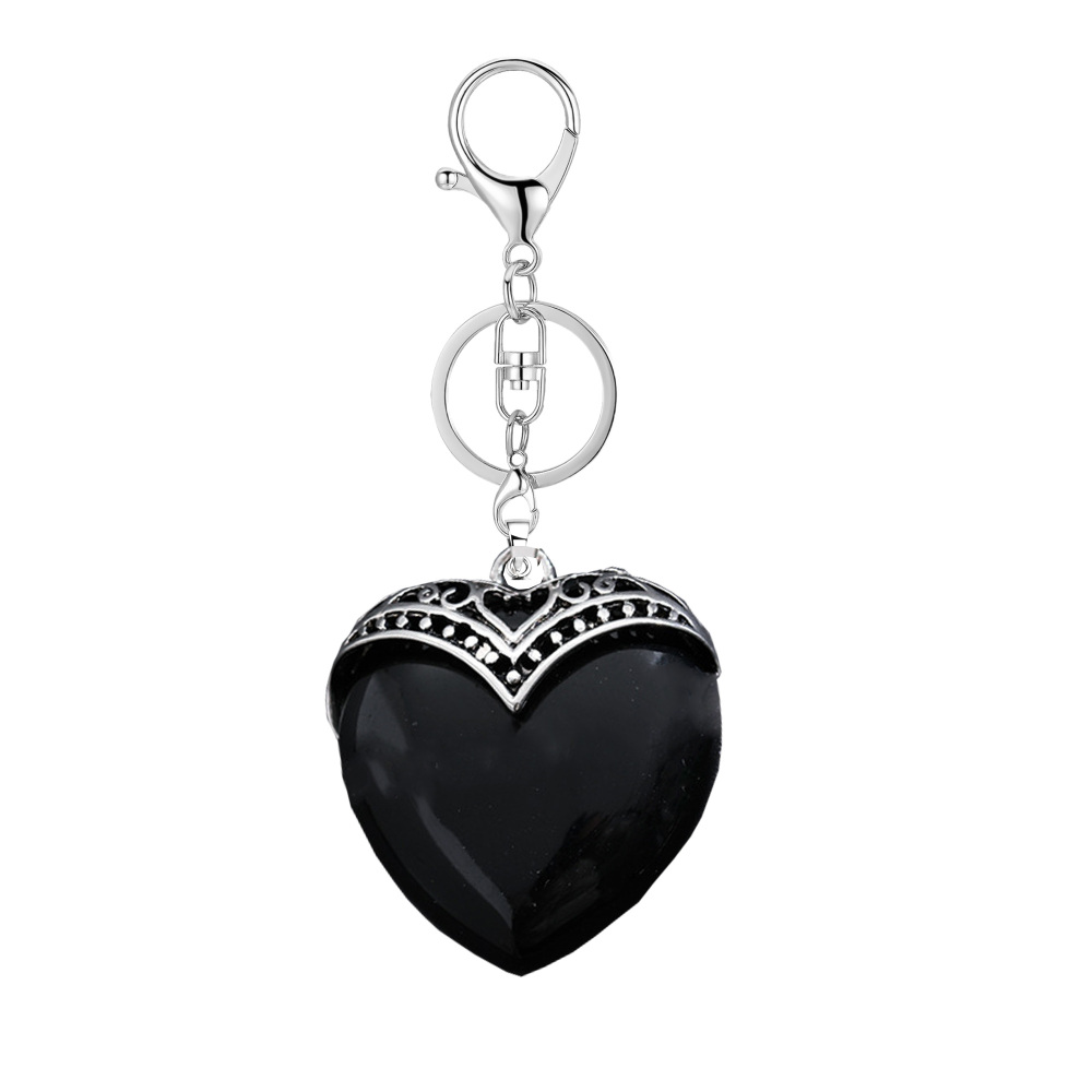 Gemstone 30MM Heart Antique Silver Double Dragon Pendant (32x38mm) for DIY Making Jewelry