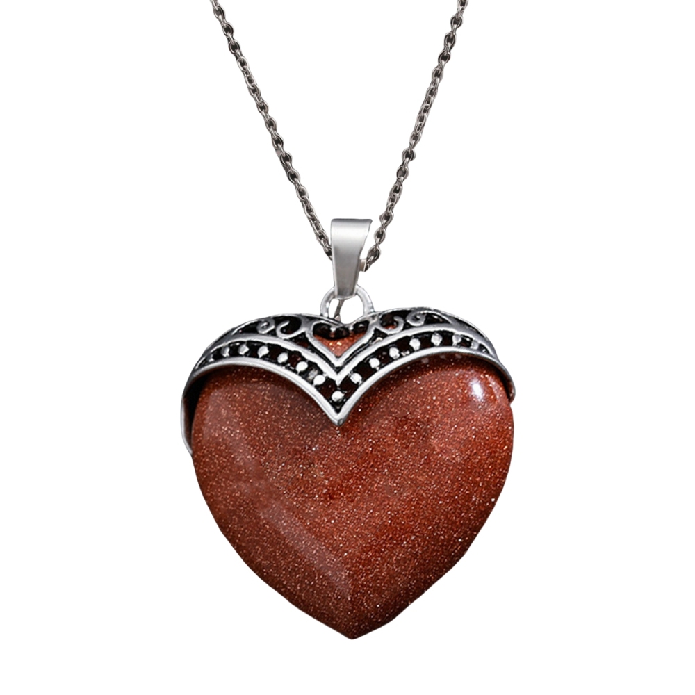 Gemstone 30MM Heart Antique Silver Double Dragon Pendant (32x38mm) for DIY Making Jewelry