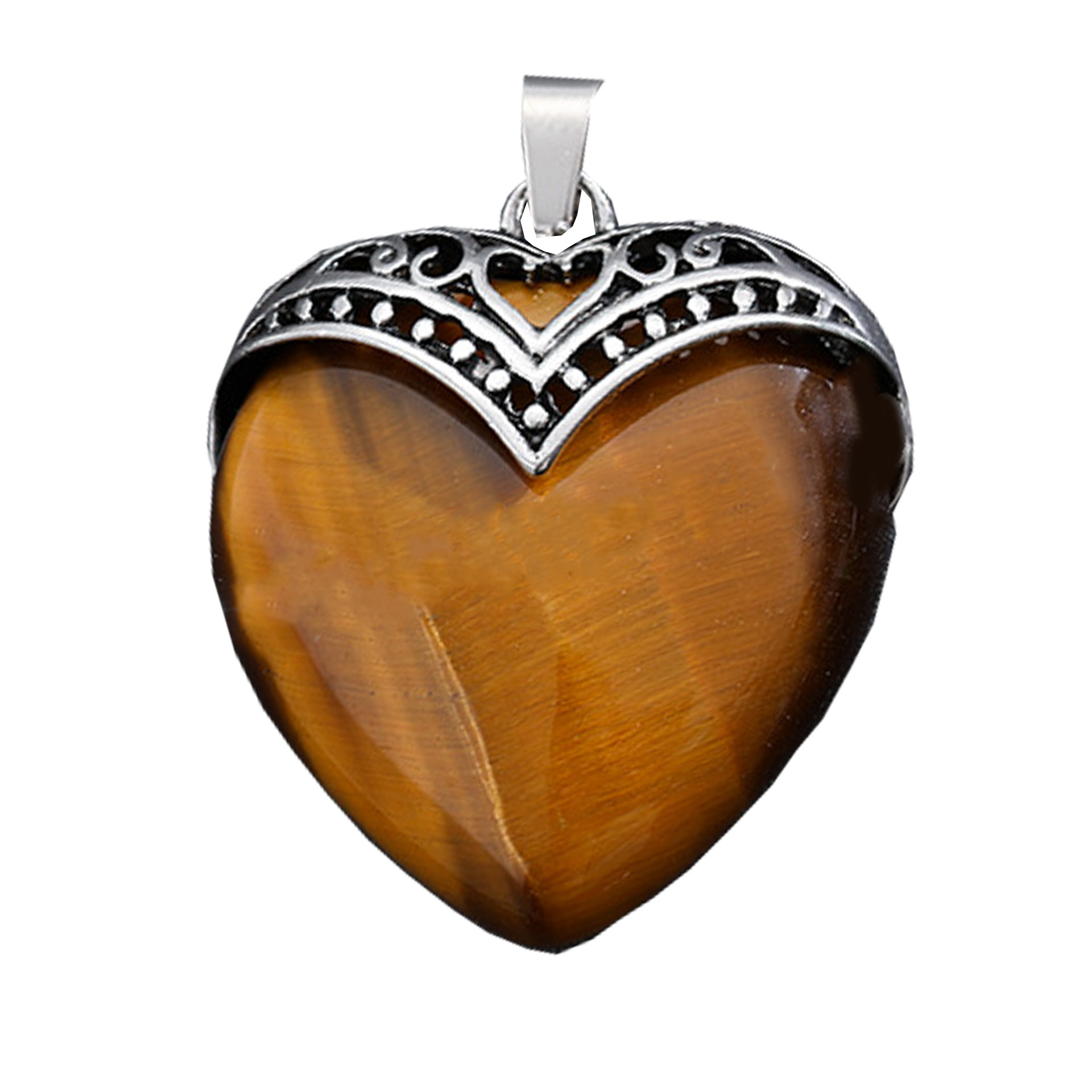 Gemstone 30MM Heart Antique Silver Double Dragon Pendant (32x38mm) for DIY Making Jewelry