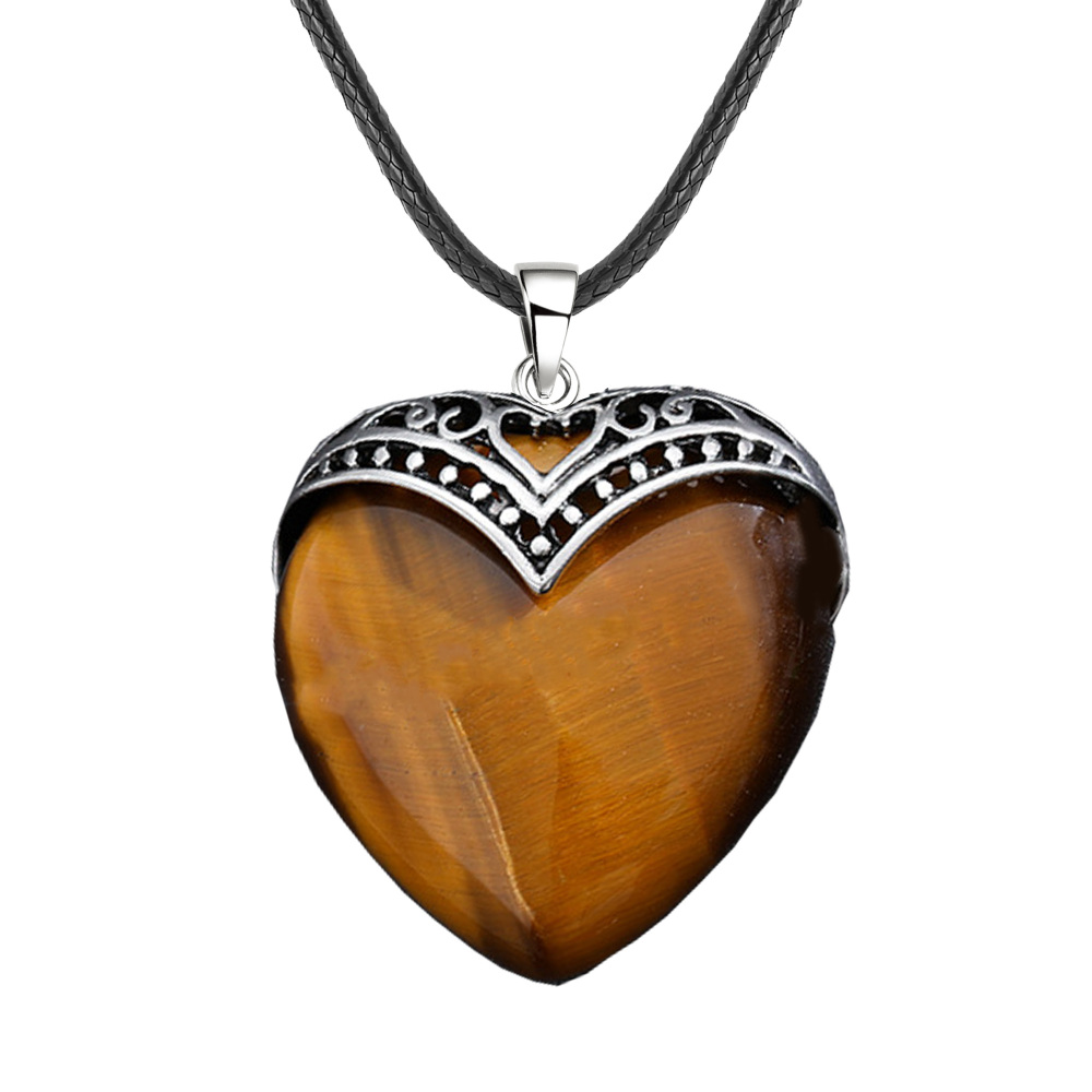 Gemstone 30MM Heart Antique Silver Double Dragon Pendant (32x38mm) for DIY Making Jewelry