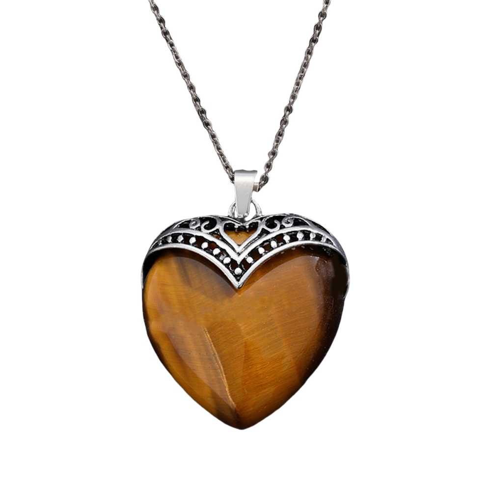Gemstone 30MM Heart Antique Silver Double Dragon Pendant (32x38mm) for DIY Making Jewelry