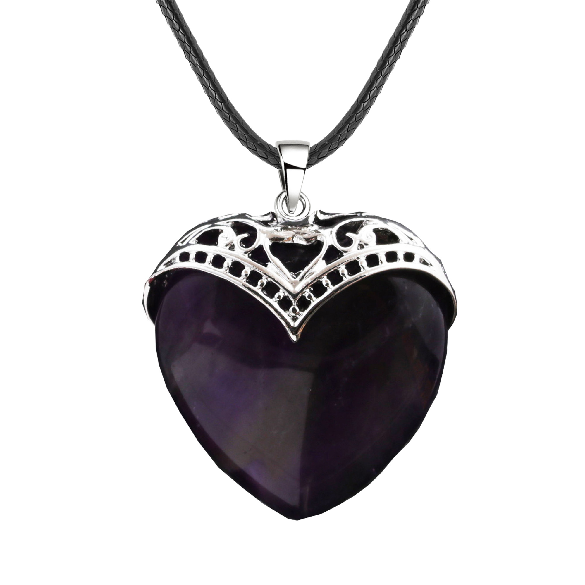 Gemstone 30MM Heart Antique Silver Double Dragon Pendant (32x38mm) for DIY Making Jewelry
