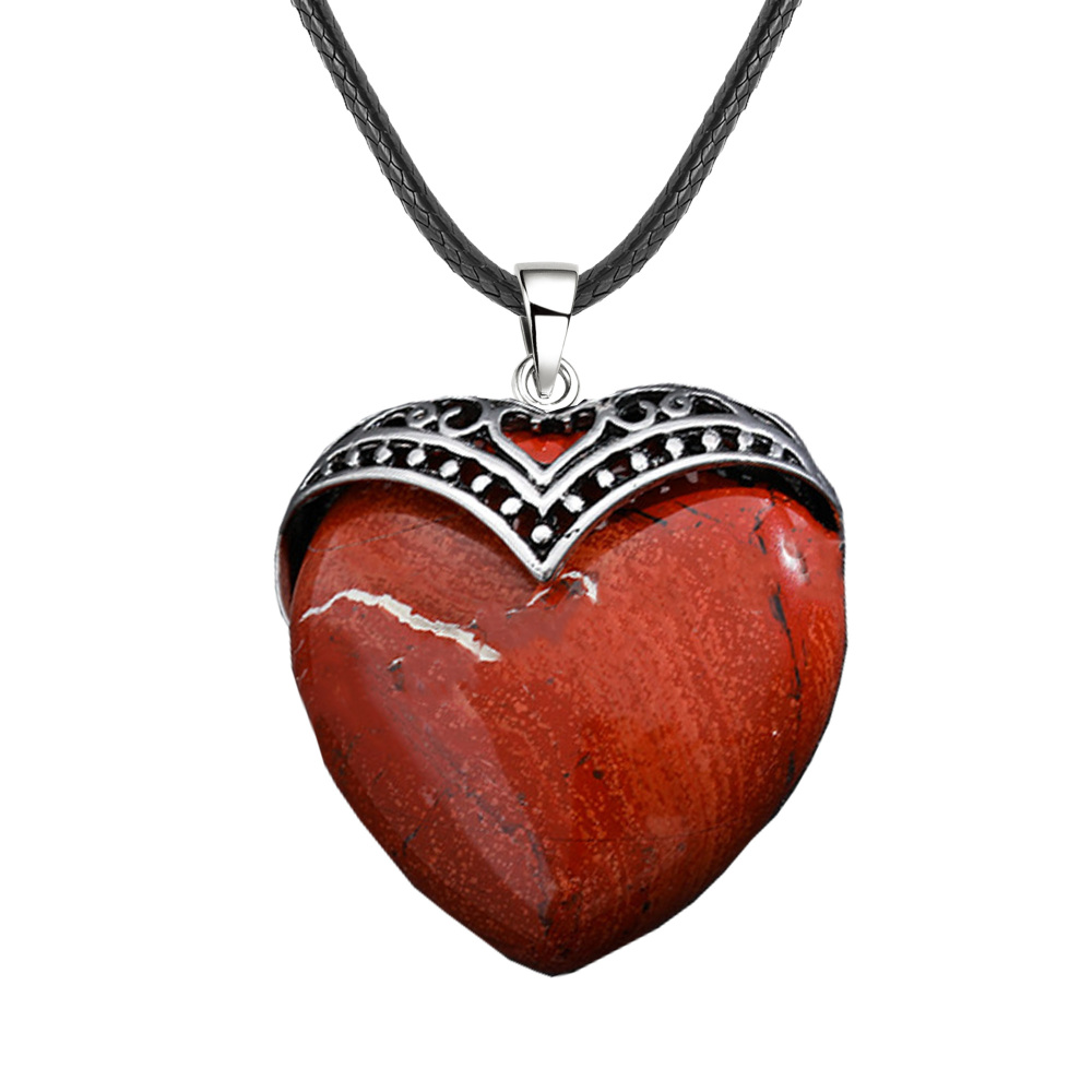 Gemstone 30MM Heart Antique Silver Double Dragon Pendant (32x38mm) for DIY Making Jewelry